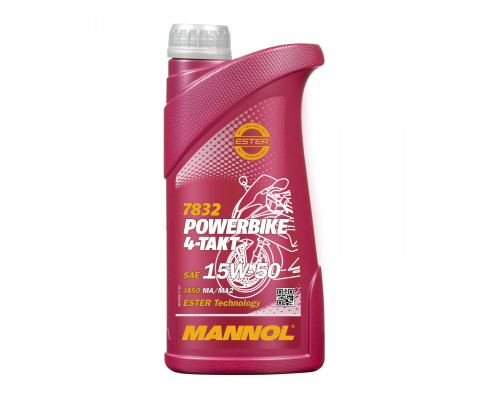 Mannol engine oil 4t motorbike 15w50 1l ester + ma2 semi-synthetic (7832) (20)