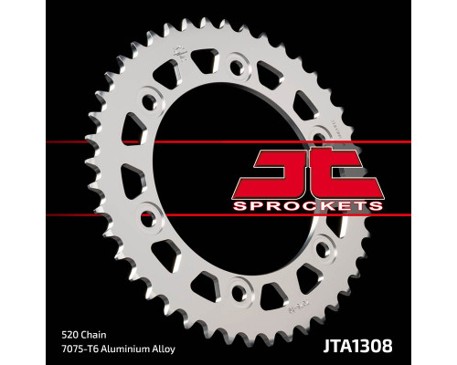 Jt задня зірочка 4400 43 алюмінієва honda cbr 600/900/929/954/1000 (440043jta) (ланцюг 520)