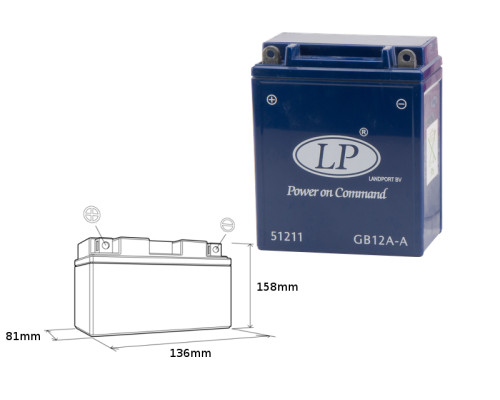 Акумулятор landport gel gb12a-a (mg lb12a-4) 12v 12ah 134x80x161 не обслуговується - заливаний (4)