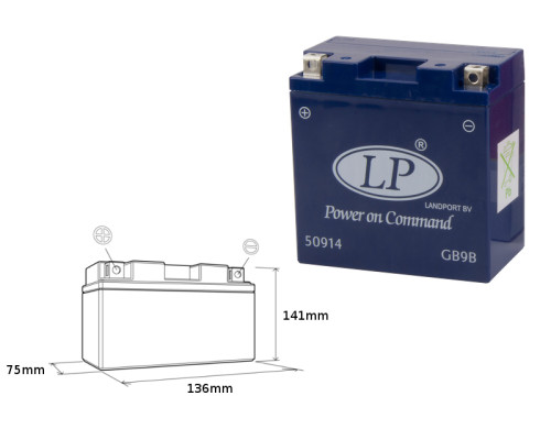 Гелевий акумулятор landport gb9b (mg ltx9a-4) 12v 9ah 136x75x141 не потребує обслуговування - заливаний (10)