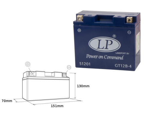 Landport gt12b-4 (mg lt12b-4) гелевий акумулятор 12v 11ah 151x70x130 не обслуговується - залитий (6)