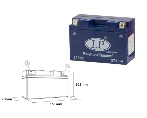 Гелевий акумулятор landport gt9b-4 (mg lt9b-4) 12v 8ah 150x69x105 не обслуговується - залитий (6)