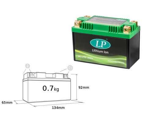 Літій-іонна батарея landport lifepo4 lfp9 (ml lfp9) (134x65x92) (ytx9bs, yt9b4, yt7b4, yt9bbs,yt7bbs) (36 вт·год) (вага 700 г) (4)