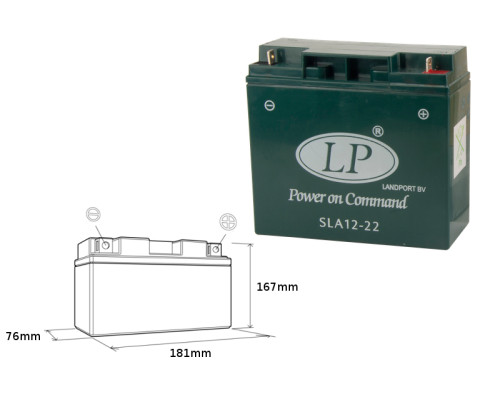 Landport аккумулятор sla12-22 (ms sla 12-22) 12v/22ah герметичний bmw (+4ah) 180x75x165 не обслуговується - залив (2)