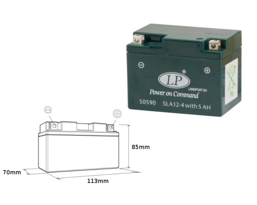 Акумулятор landport sla12-4s (ms sla 12-4s) (ytx4l-bs) 12v 5ah (113x69x85mm) не обслуговується - заливаний (10)