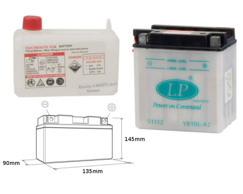 Батарея landport yb10l-a2 (md lb10l-a2) 12v 11ah 136x91x146 (gb10la2) можна обслуговуватися - електроліт окремо (4) eu2019/1148