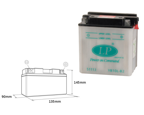 Батарея landport yb10l-b2 (mb lb10l-b2) 12v 11ah 136x91x146 обслуговується - без електроліту (5)