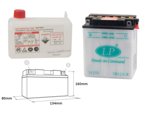 Батарея landport yb12a-b (md lb12a-b) 12v 12ah 134x80x160 можна обслуговуватися - електроліт окремо (4) ue2019/1148