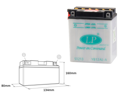 Батарея landport yb12al-a (mb lb12al-a) 12v 12ah 135x81x161 (gb12ala) обслуговується - без електроліту (5)