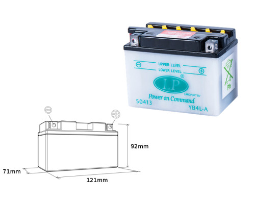 Батарея landport yb4l-a (md lb4l-a) 12v 4ah 120x70x92 можна обслуговуватися - електроліт окремо (8) ue2019/1148