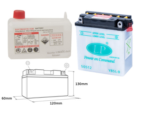 Батарея landport yb5l-b (md lb5l-b) 12v 5ah 121x61x131 (12n5-3b) можна обслуговуватися - електроліт окремо (4) ue2019/1148