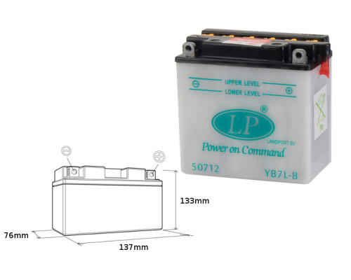 Landport батарея yb7l-b (mb lb7l-b) 12v 8ah 137x76x134 обслуговується - без електроліту (5)