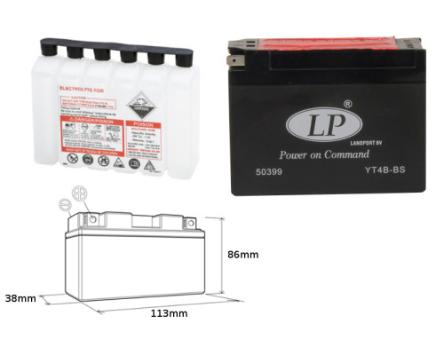 Батарея landport yt4b-bs (ma lt4b-bs) 12v 2.3ah 114x39x86 не обслуговується - електроліт окремо (16) ue2019/1148