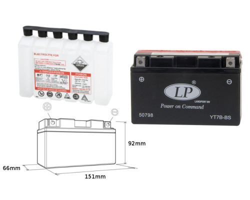 Батарея landport yt7b-bs (ma lt7b-bs) 12v 6.5ah 150x65x93 не обслуговується - електроліт окремо (6) ue2019/1148