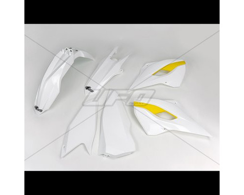 Пластиковий набір UFO husqvarna te/fe 125/250/300/350/450 '15-'16 колір oem '15 (білий/жовтий) (hu615e999) (hu615e999)