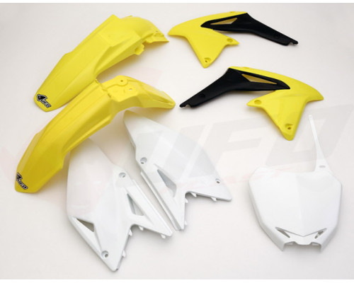 Набір пластикових обвісів suzuki rmz 450 '11-'12 колір oem (жовтий/білий/чорний) (su412e999) (su412e999)