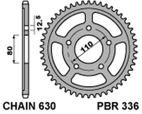 Pbr задня зірочка 336 35 c45 honda cbx 1000 (79-80) (sc03) (ланцюг 630)