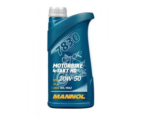 Mannol motor oil 4t motorbike hd 20w50 1l v-twin ma2 semi-synthetic (jaso ma/ma2, api sl) (7830) (20)