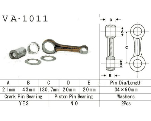 Шатун vesrah HONDA atc 350x '85-'86, trx 350 '86-'89 (va1011) верхній штифт 21мм (зроблено в японії)
