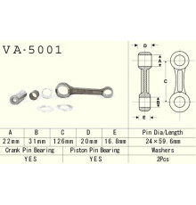Шатун vesrah HONDA cr 250 '84-'01 (va5001) газовий новий двигун ec 250/300 '18-'19 газовий (зроблено в японії)