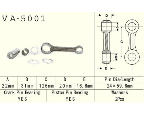 Шатун vesrah HONDA cr 250 '84-'01 (va5001) газовий новий двигун ec 250/300 '18-'19 газовий (зроблено в японії)