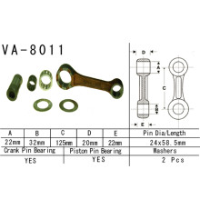 Шатун vesrah kawasaki kx 250 (kx250) '78-'08, kdx 250 (kdx250) '91-'94 (va8011) (зроблено в японії)