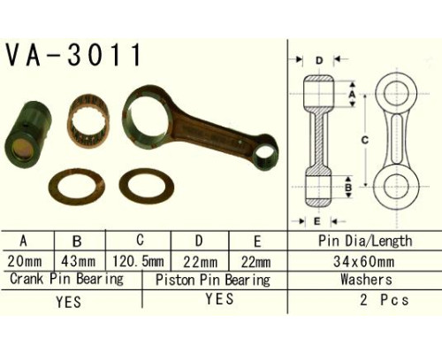 Шатун vesrah suzuki ltf 400 (ltf400) eiger '02-'10, dr 350 '90-'99, ltf400 (ltf400) king quad fsi '12-'15 (va3011) (va-3010) (made in japan)