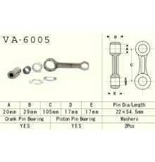 Шатун vesrah YAMAHA yz 125 (yz125) '86-'96 (va6005) (зроблено в японії)
