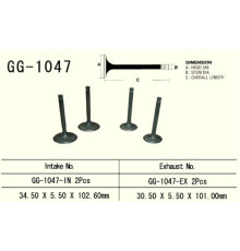Vesrah впускний клапан HONDA trx 650/680 '03-'17 (2 на автомобіль) (34.5x5.50x102.6 мм) (oem: 14711-hn8-000) (1шт) (made in japan)