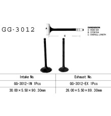 Vesrah впускний клапан suzuki gn 125 82-, dr 125 82-85, fl 125 '07-17' (30.00x5.5x90.30mm) (oem: 12911-05211) (1pc) (made in japan)