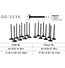 Vesrah впускний клапан suzuki gsf 1250 '07-'10, gsxr 1100 w '94-'98, dl 650 '07-'17, sv 650/svf 650 '99-'17 (oem: 12911-18h00,12911-46e00) (1pc) (made in japan)