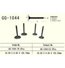 Клапан випускний vesrah HONDA xl 600r '85-'87 (30.0x6.6x104.2 мм) (oem: 14721-mg2-790) (1шт) (made in japan)