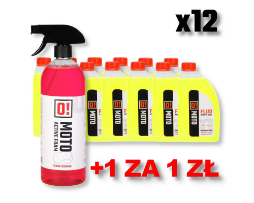 Omoto набір 12 охолоджуючої рідини 1л o! fluo xtreme cool + omoto мийна рідина для мотоциклів (активна піна) 1л o! активна піна
