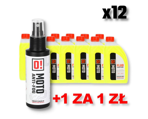 Omoto набір 12 охолоджуючої рідини 1л o! fluo xtreme cool + omoto anti-fog препарат для скалок та стаків 100мл o! протизатумання