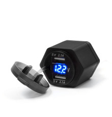 BIKETEC РОЗЕТКА ДЛЯ МОТОЦИКЛА MUS42 DIN ISO 4165 BMW AND TRIUMPH USB І ВОЛЬТМЕТР - Кріплення на кермо