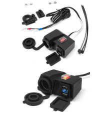 ГНІЗДО ДЛЯ ПРИКУРЮВАЛЬНИКА ДЛЯ МОТОЦИКЛА BIKETEC З ДВОМА ГНІЗДАМИ USB З ПЕРЕМИКАЧОМ НА РУЧКУ/ТРУБКУ - MUS06