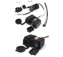 ГНІЗДО ДЛЯ ПРИКУРЮВАЛЬНИКА ДЛЯ МОТОЦИКЛА BIKETEC З ДВОМА ГНІЗДАМИ USB З ПЕРЕМИКАЧОМ НА РУЧКУ/ТРУБКУ - MUS06