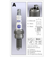 BRISK RACING SPARK PLUG AR10C-OE KTM 50 SX '24-, KTM 50 SX FACTORY EDITION '24, HUSQVARNA TC 50 '24-, GASGAS MC 50 '24-, (ПЕРШИЙ МОНТАЖ - OEM)