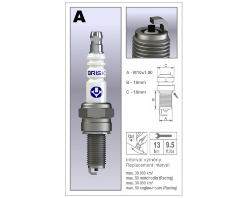 BRISK RACING SPARK PLUG AR10C-OE KTM 50 SX '24-, KTM 50 SX FACTORY EDITION '24, HUSQVARNA TC 50 '24-, GASGAS MC 50 '24-, (ПЕРШИЙ МОНТАЖ - OEM)
