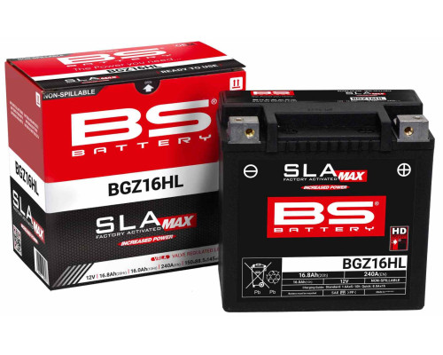 Bs 2024/11 аккумулятор bgz16hl max (fa) (ytx14hl,ytx14l,ytx14l-bs) 12v 16ah 150x88,5x145 не обслуговується - залив (підвищений крутний струм) (240a) (harley-davidson) (4)