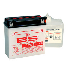 Bs battery 12n5.5-4b 12v 5.5ah 135x60x130 обслуговується - електроліт окремо (55a) (6) ue2019/1148