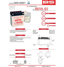 Bs battery bb10l-b2 (yb10l-b2) 12v 11ah 134x89x145 можна обслуговуватися - електроліт окремо (130a) (4) ue2019/1148 (310558)