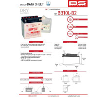 Bs battery bb10l-b2 (yb10l-b2) 12v 11ah 134x89x145 можна обслуговуватися - електроліт окремо (130a) (4) ue2019/1148 (310558)
