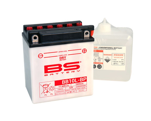 Bs батарея bb10l-bp (bb10l-b) (yb10l-bp) 12v 11ah 135x90x145 можна обслуговуватися - електроліт окремо (165a) (4) ue2019/1148