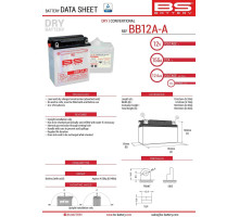 Bs battery bb12a-a (yb12a-a) 12v 12ah 134x81x160 можна обслуговуватися - електроліт окремо (155a) (4) ue2019/1148