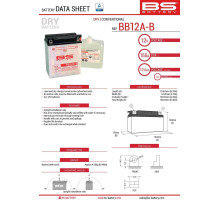 Bs battery bb12a-b (yb12a-b) 12v 12ah 134x80x160 можна обслуговуватися - електроліт окремо (155a) (4) ue2019/1148