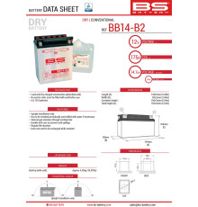 Bs battery bb14-b2 (yb14-b2) 12v 14ah 134x89x166 можна обслуговуватися - електроліт окремо (175a) (4) ue2019/1148