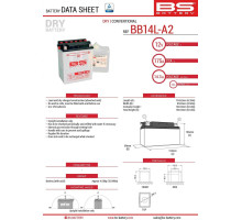 Bs battery bb14l-a2 (yb14l-a2) 12v 14ah 135x91x167 можна обслуговуватися - електроліт окремо (175a) (4) ue2019/1148