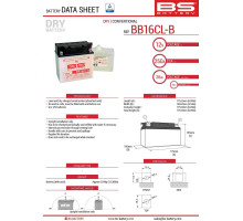 Bs battery bb16cl-b (yb16cl-b) 12v 19ah 175x100x175 можна обслуговуватися - електроліт окремо (250a) (2) ue2019/1148