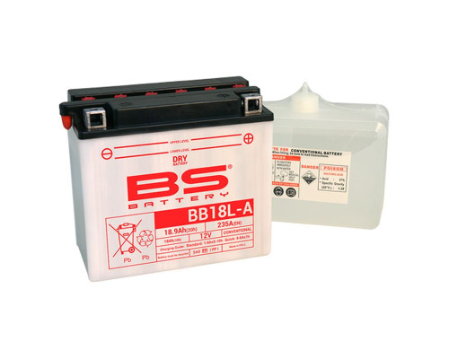 Bs battery bb18l-a (yb18l-a) 12v 18ah 180x90x162 можна обслуговуватися - електроліт окремо (235a) (2) ue2019/1148